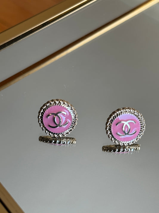 Repurposed Light Pink Chanel Earrings