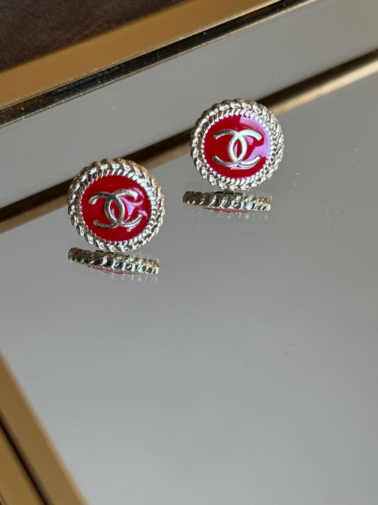 Repurposed Red Chanel Earrings