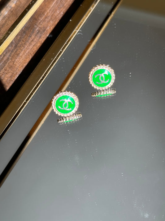 Repurposed Green Chanel Earrings