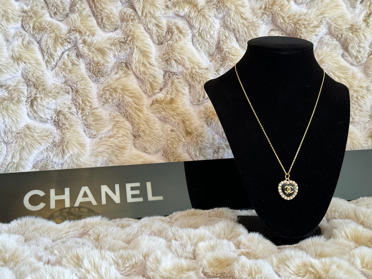 Repurposed Black & Faux Pearl Chanel Necklace